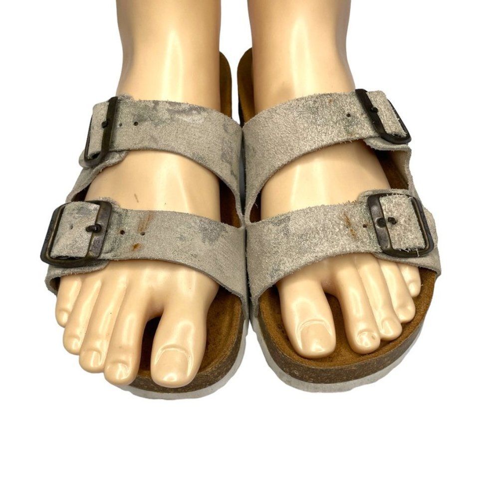 Biostep Women's Double Adjust Buckle Beige Leather Slide Sandal Size 7.5 M - Picture 2 of 12